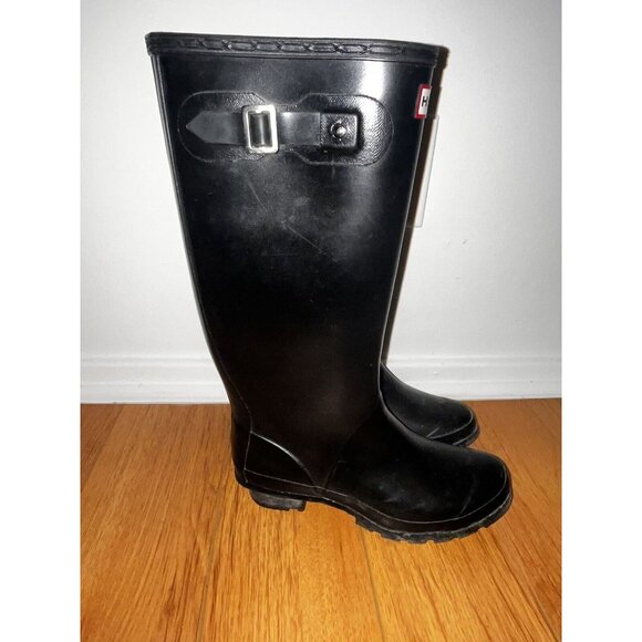 Hunter Black High Rain Boots Unisex 6M 7F - Picture 3 of 8